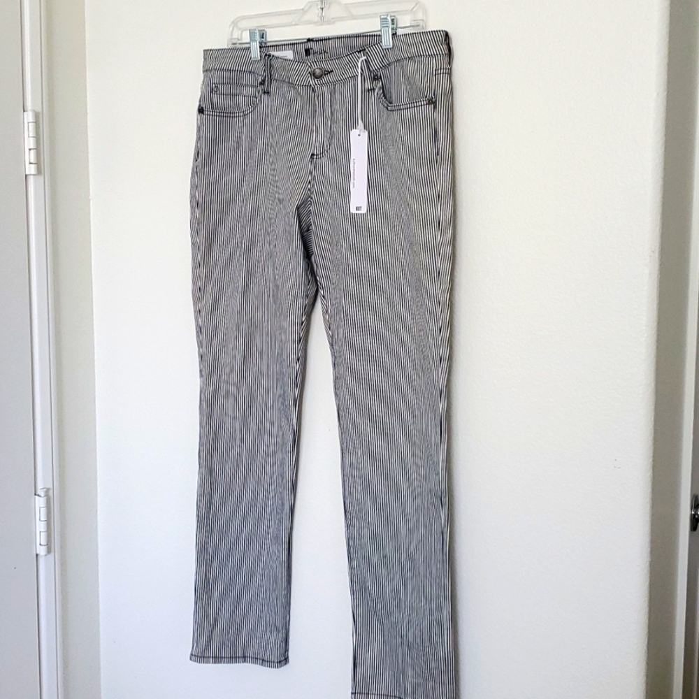 Kut from the Kloth Black and Navy Striped Straight Leg Jeans